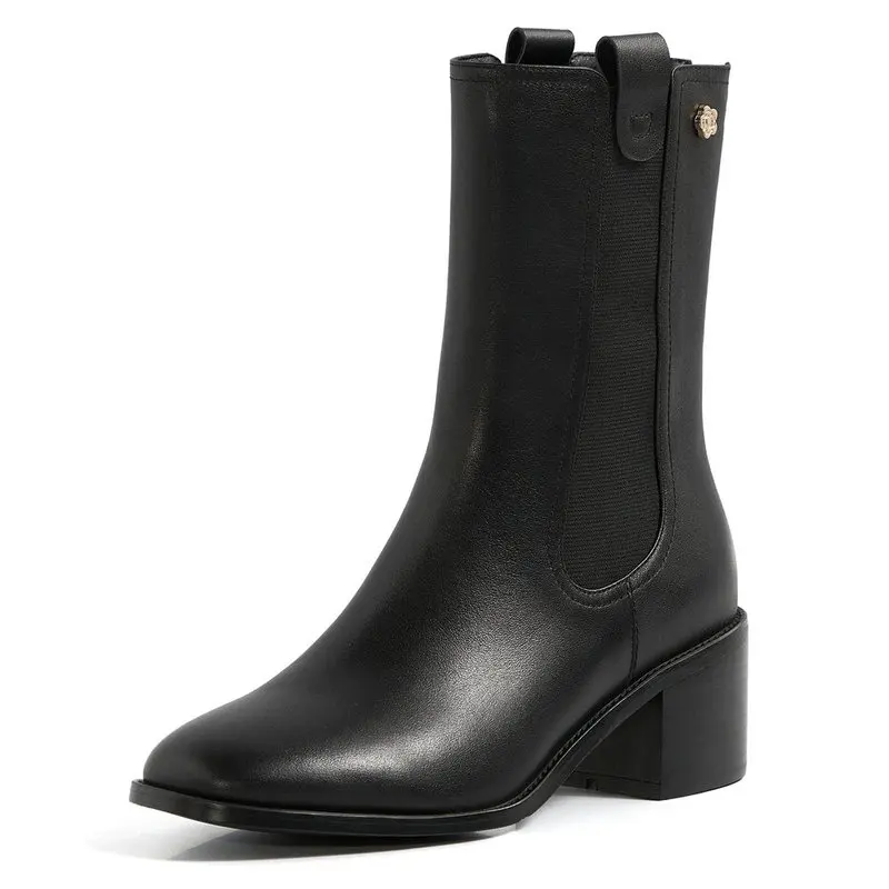 

Женские ботинки SKLFGXZY из натуральной кожи, ботинки челси на высоком каблуке 5 см, черные и коричневые ботинки на молнии, женская обувь