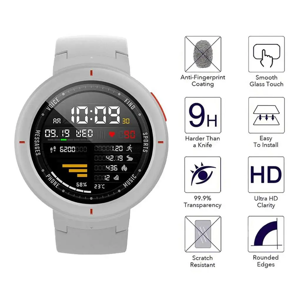Защита экрана из закаленного стекла 9H для Xiaomi Amazfit Verge HD Взрывозащищенная