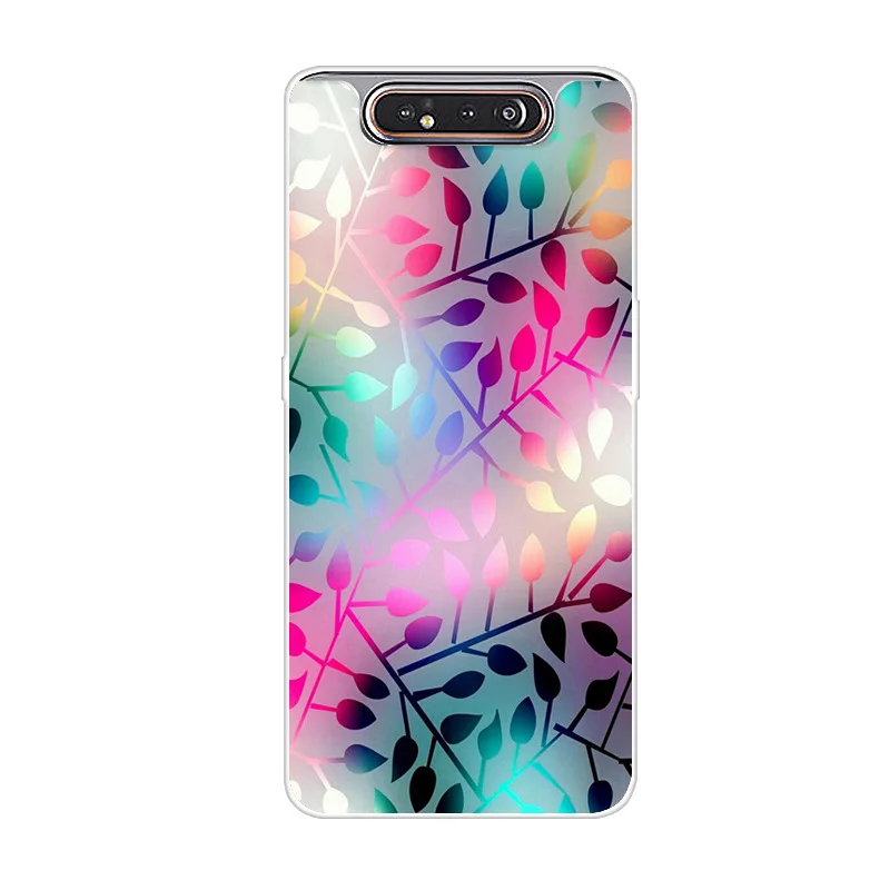 Чехол для телефона Samsung Galaxy A80 силиконовый чехол с цветочным рисунком мягкий из