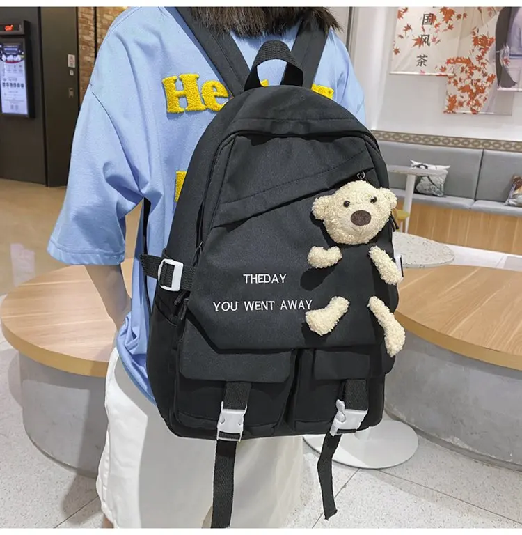 Backpack Young Student Designer Style Haze Blue White Black Schoolbags for Middle School Students 2021 New