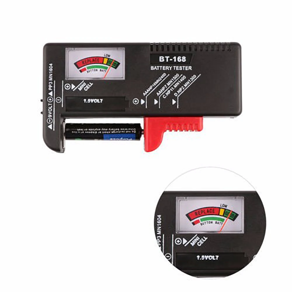 

BT-168 AA/AAA/C/D/9V/1.5V batteries Universal Button Cell Battery Colour Coded Meter Indicate Volt Tester Checker BT168 Power