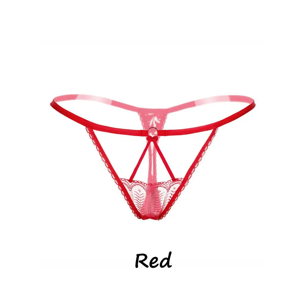 red Новинка, женское эротическое белье, сексуальные кружевные трусики с цветами, низкая талия, стринги, прозрачные, Т-образные, трусы, нижнее белье, летние трусы - Цвет: red