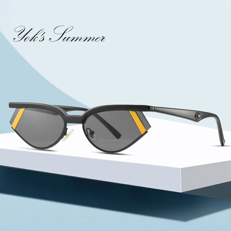 YOK'S маленькие солнцезащитные очки без оправы кошачий глаз для женщин и мужчин в
