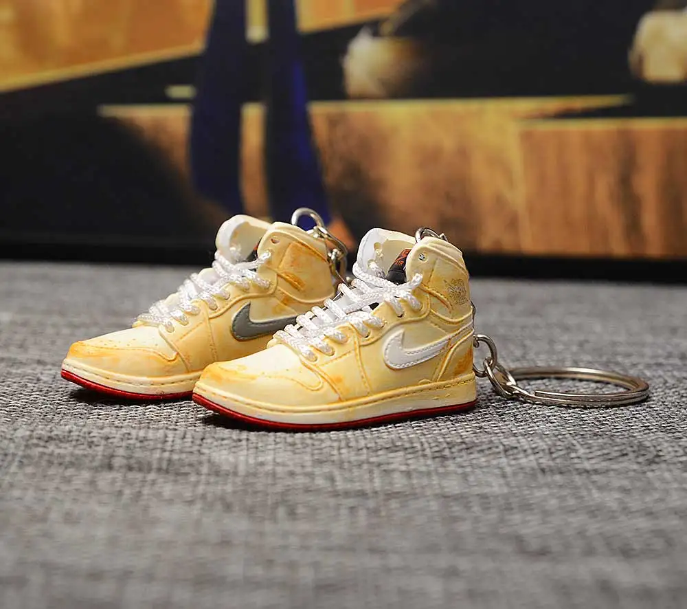 a pair w metal ring Дропшиппинг тапки обуви брелок 1 3D мини-кроссовки "OW CHICAGO" Спортивная обувь тапки брелки - Цвет: a pair w metal ring
