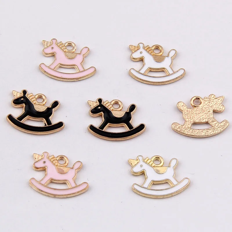 10 шт./лот эмалевые Подвески в виде мультяшной игрушки трояновая лошадь для