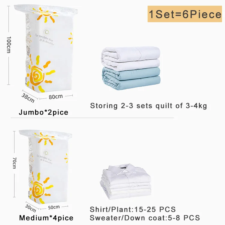 Вакуумные пакеты для одежды Tai 6 шт. органайзер большая Герметичная сумка