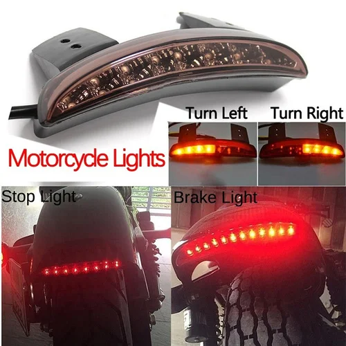 

Newest Upgrade General Led Motorcycle Rear Fender Edge Turn Signals Tail Brake Light Smoke Motorcycle light bulb accessories