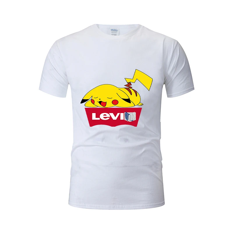 

Summer new pure cotton Pikachu cartoon print fashion T-shirt sports leisure fashion round neck short sleeve