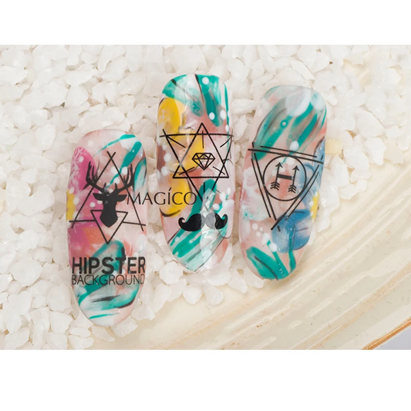1 лист NailMAD хипстер стикеры 3D на ногти Nail Art олень наклейки для ногтей борода