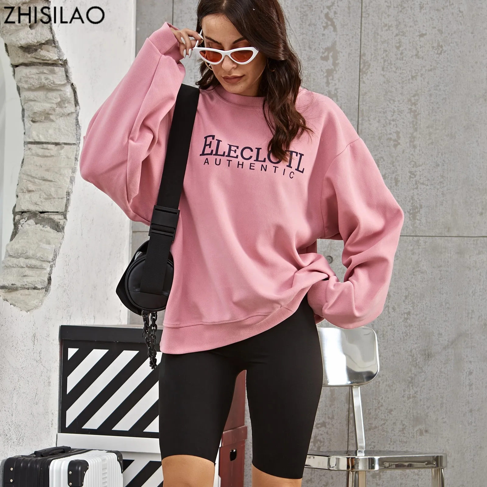 

Пуловер ZHISILAO с надписью, худи, свитшот, женская Свободная Повседневная Уличная одежда в стиле оверсайз, хлопковая толстовка, топы в стиле хи...