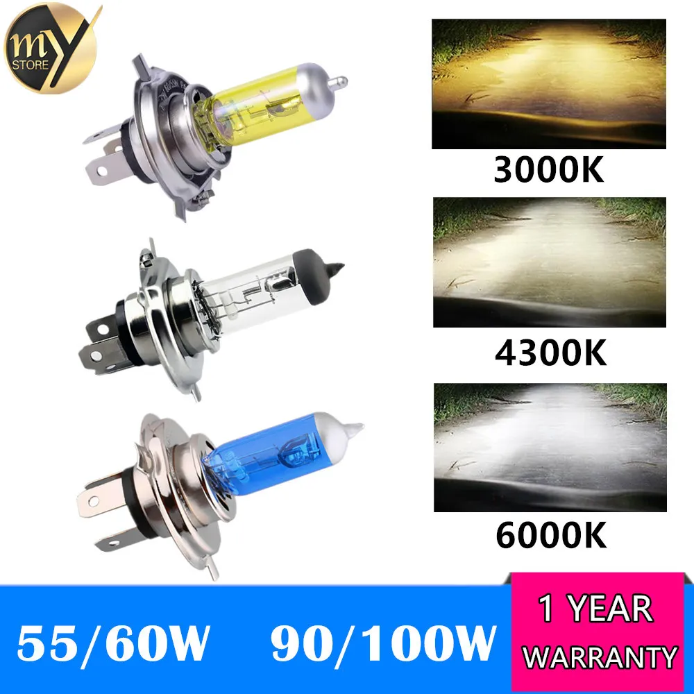 1 шт. супер белая галогенная лампа H4 H7 12V 55W 100W 3000K 4300K 6000K кварцевая стеклянная