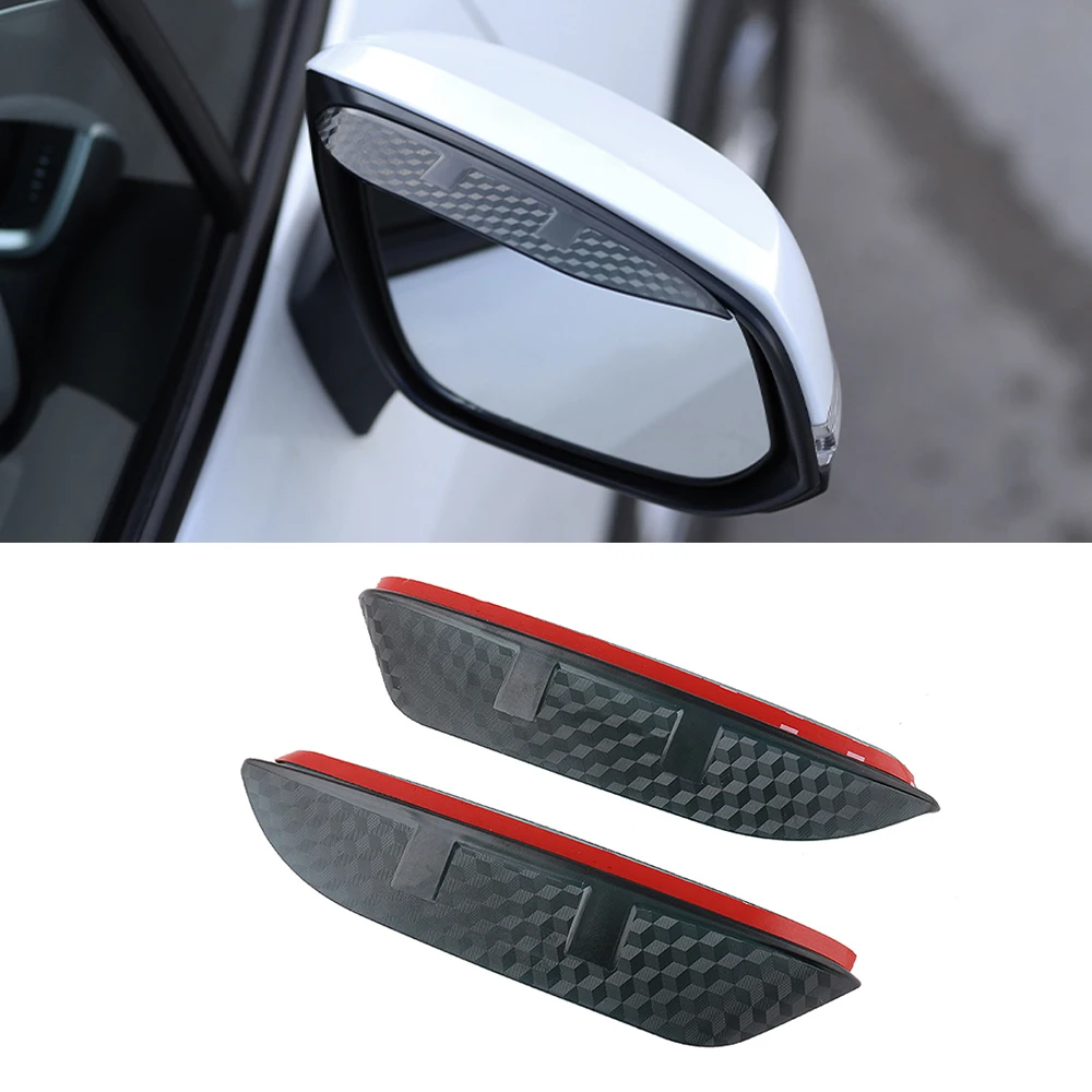 

For KIA Carnival 2002-2021 2pcs Auto Car Side Rear View Mirror Rain Visor Carbon Fiber Texture Eyebrow Sunshade Snow Guard Cover