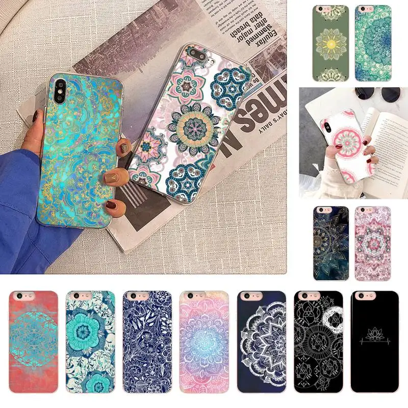 

FHNBLJ Mandala flower Phone Case for iPhone 11 12 13 mini pro XS MAX 8 7 6 6S Plus X 5S SE 2020 XR case