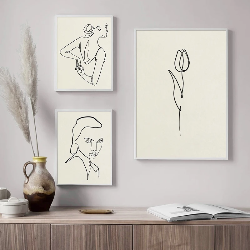 Абстрактный постер на холсте с изображением сексуальной женщины в скандинавском