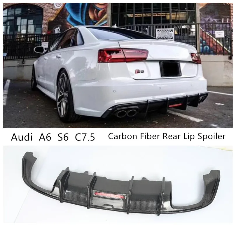 Диффузор заднего бампера для Audi A6 S Line S6 RS6 c7 5 2015 2016 2017 2018 углеродное волокно