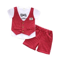 new summer children boys cotton clothes baby gentleman t shirt shorts 2pcssets toddler fashion casual clothing kids tracksuits
