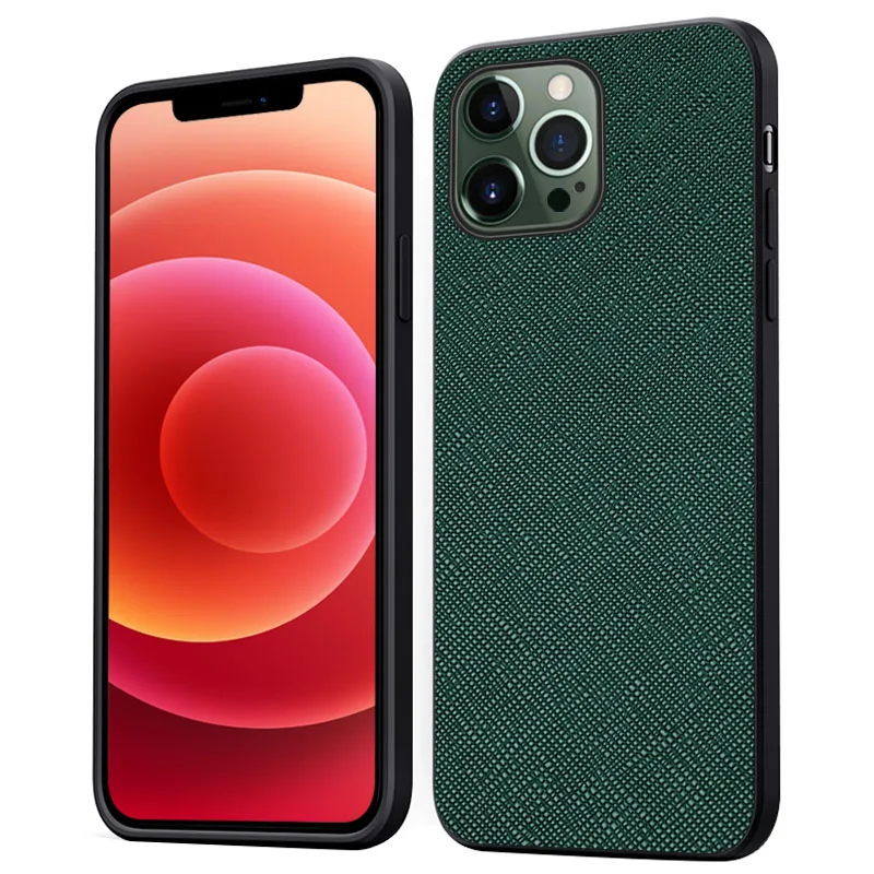 

New Luxury Genuine Leather Magnetic Cross Twill Cover Mobile Phone Book Case For Apple Iphone 13 Pro Max Mini Phone Cases Funda