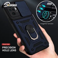 slide camera shockproof armor case for xiaomi redmi note10 redmy note 10 pro 10s 10t 5g car magnetic stand protective ring cover