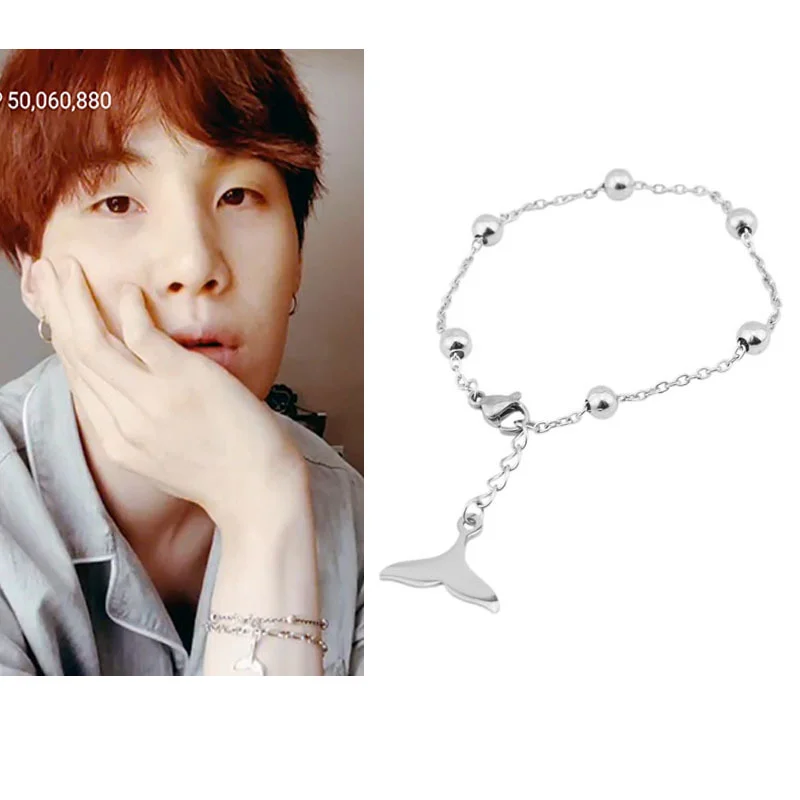 

kpop Suga Bracelet Simple Dolphin Tail Bracelet for Women Men Korean Jewelry bangtan boys for boys Couple Beads Bracelet