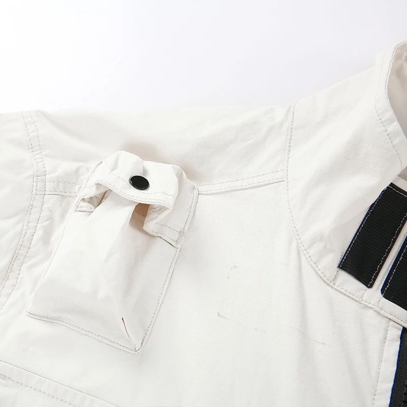 

2020 Men's Jacket Multi-pocket Work Jacket Spring and Autumn Stand Collar Solid Color Casual Jacket