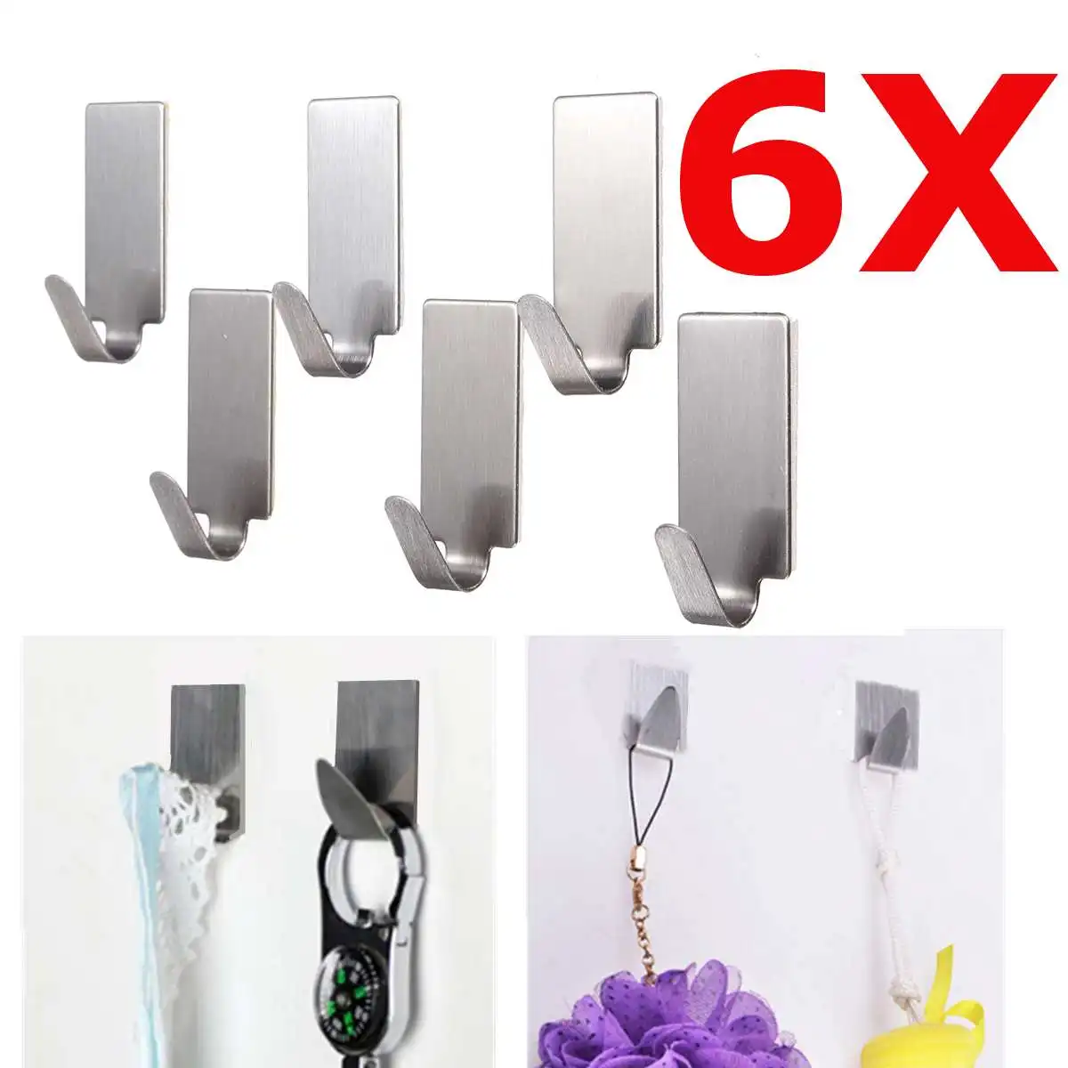

6 шт нержавеющая сталь крепление на клейкой основе для стены кухни дверные ручки Хо ванная комната одежда полотенце вешалка питания