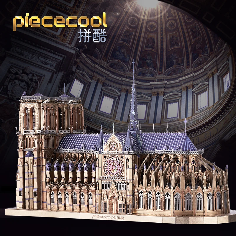 

Piececool 3D Metal Puzzle P161-BS Notre Dame de Paris DIY Laser Assemble Jigsaw Model Kits Puzzles for Adult Gift for Children