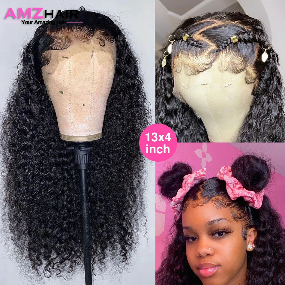 Парик бразильский кудрявый на сетке спереди 13x4 прозрачные передние парики из