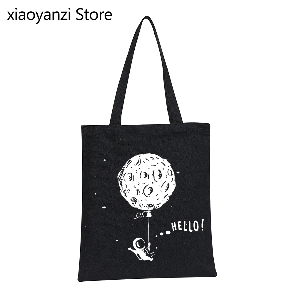 

Eco Reusable Girls Fashion Handbag Interesting space flight design print Shoulder Bag casual Canvas Tote Bag Shopping Bags