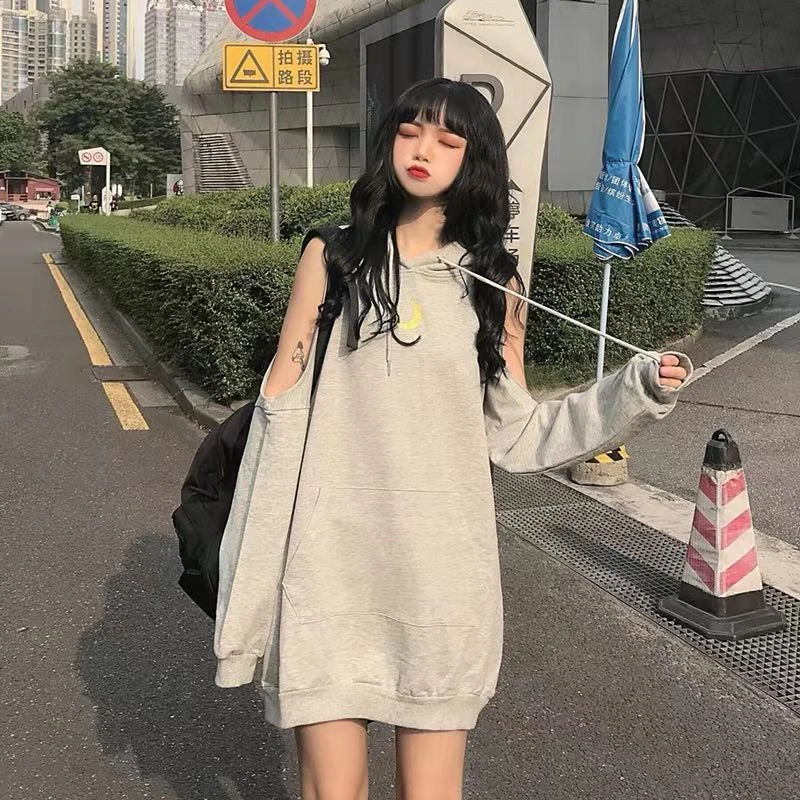 Черная серая толстовка с капюшоном оверсайз Женская Толстовка Harajuku уличная толстовка с капюшоном для женщин модная Корейская Moon Printng Толстовка для женщин