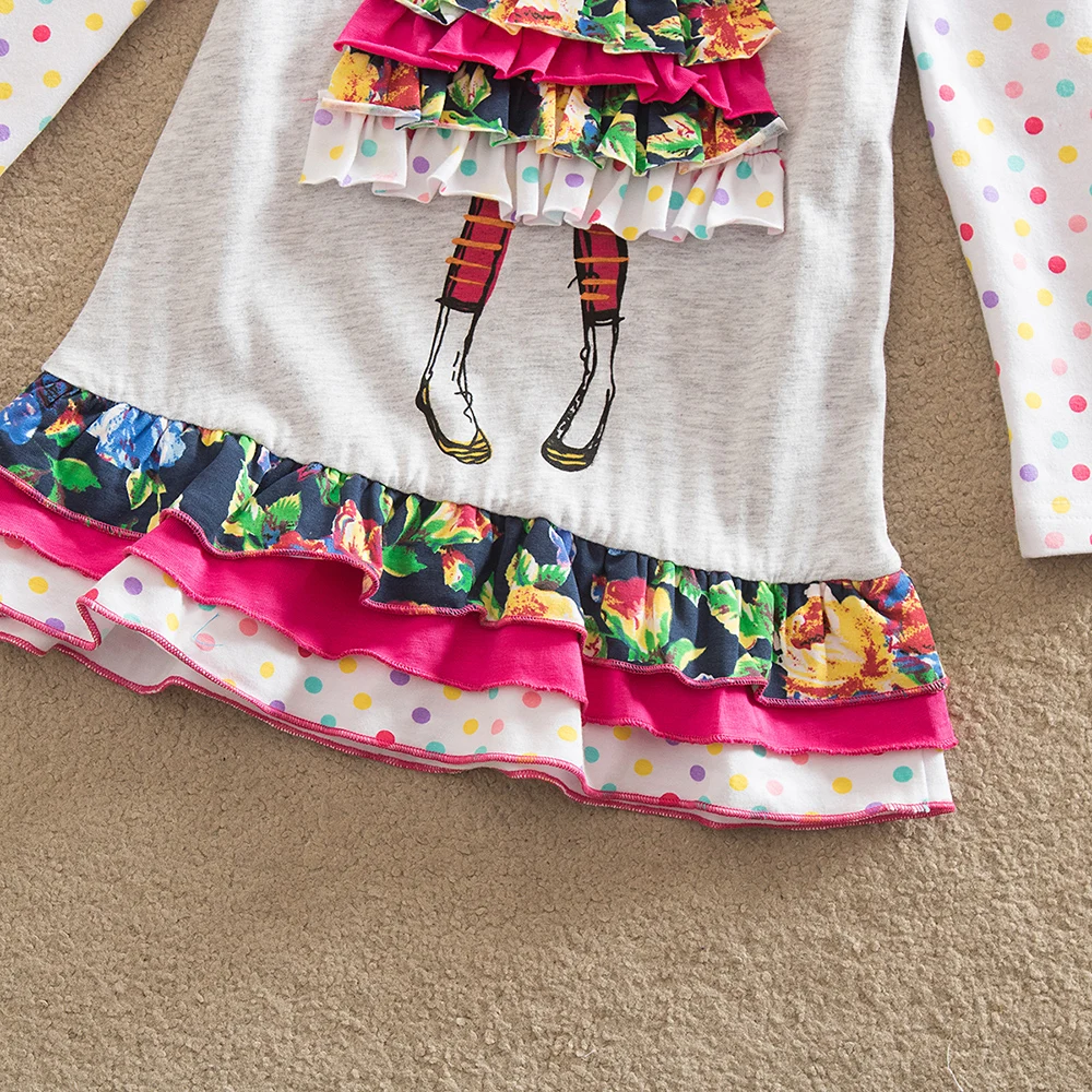 VIKITA Girls Dress Autumn Spring Girl Princess Casual Dresses Children Cotton Dress for Girls Long Sleeve Children Clothes