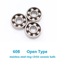 100pcs 608 stainless steel hybrid ZrO2 ceramic ball bearing Finger spinner bearing 8*22*7 mm roller skate wheel bearings