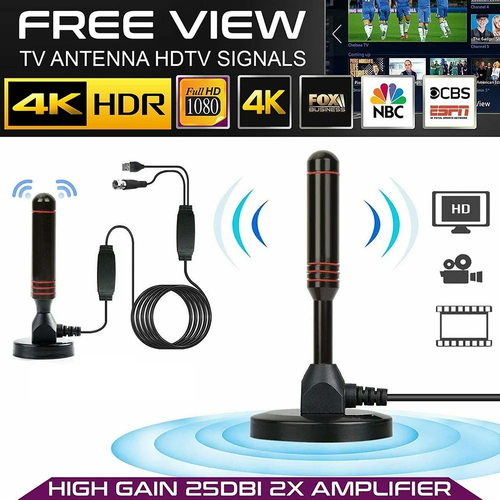 Портативная ТВ антенна для помещений и улицы цифровая HD Freeview TV DVB активная