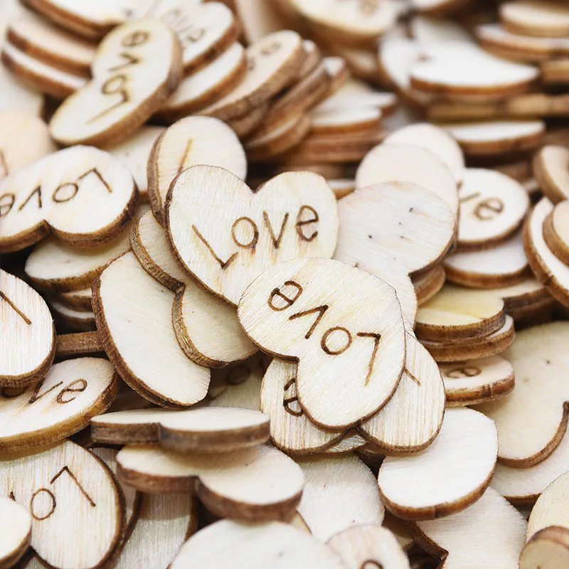 

100/200pcs Mini Wooden Love Heart Table Scatter Wooden Decor DIY Wood Craft Accessories Home Wedding Party Favor Rustic Supplies