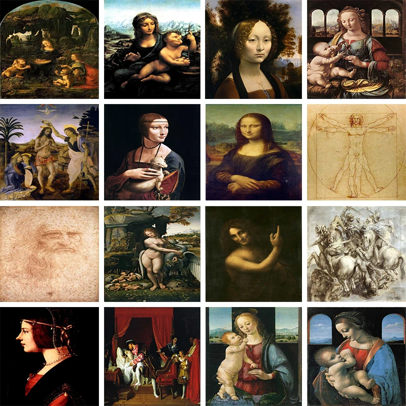 Алмазная живопись 5D серии известный художник да Винчи полноразмерная/круглая