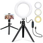 Кольцевой светодиодный светильник, 6 дюймов, с круглой рамкой, для автопортретной фотосъемки, подходит для нанесения макияжа и прямой трансляции