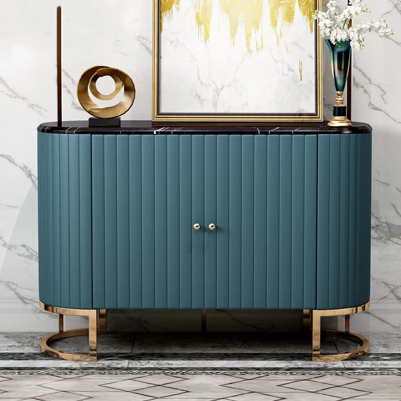 

Modern Morocco Cupboard Restaurant Stainless Steel Simple Marble Storage Porch Cabinet Hardware Furniture Side Cabinet
