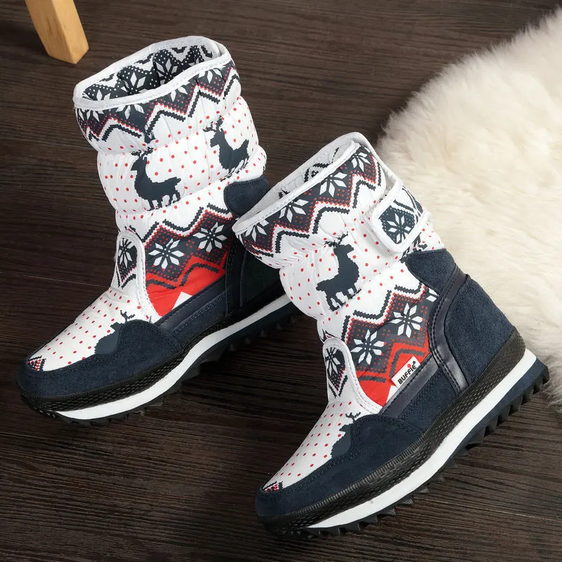 

Winter boots women shoes 2021 anti skid plus velvet warm women snow boots christmas deer brand fashion waterproof women boots