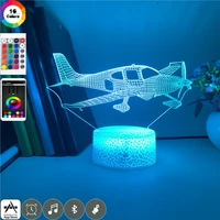 acrylic night light airplane 3d desk lamp led kids room nightlight touch switch smart phone control child friends birthday gift