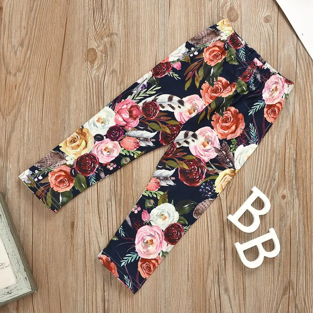 

Fall 3PCS Kids Toddler Newborn Baby Girl Clothes Set Outfit Clothing Fashion Long Sleeve Solid T-shirt Tops Floral Pant Hosen