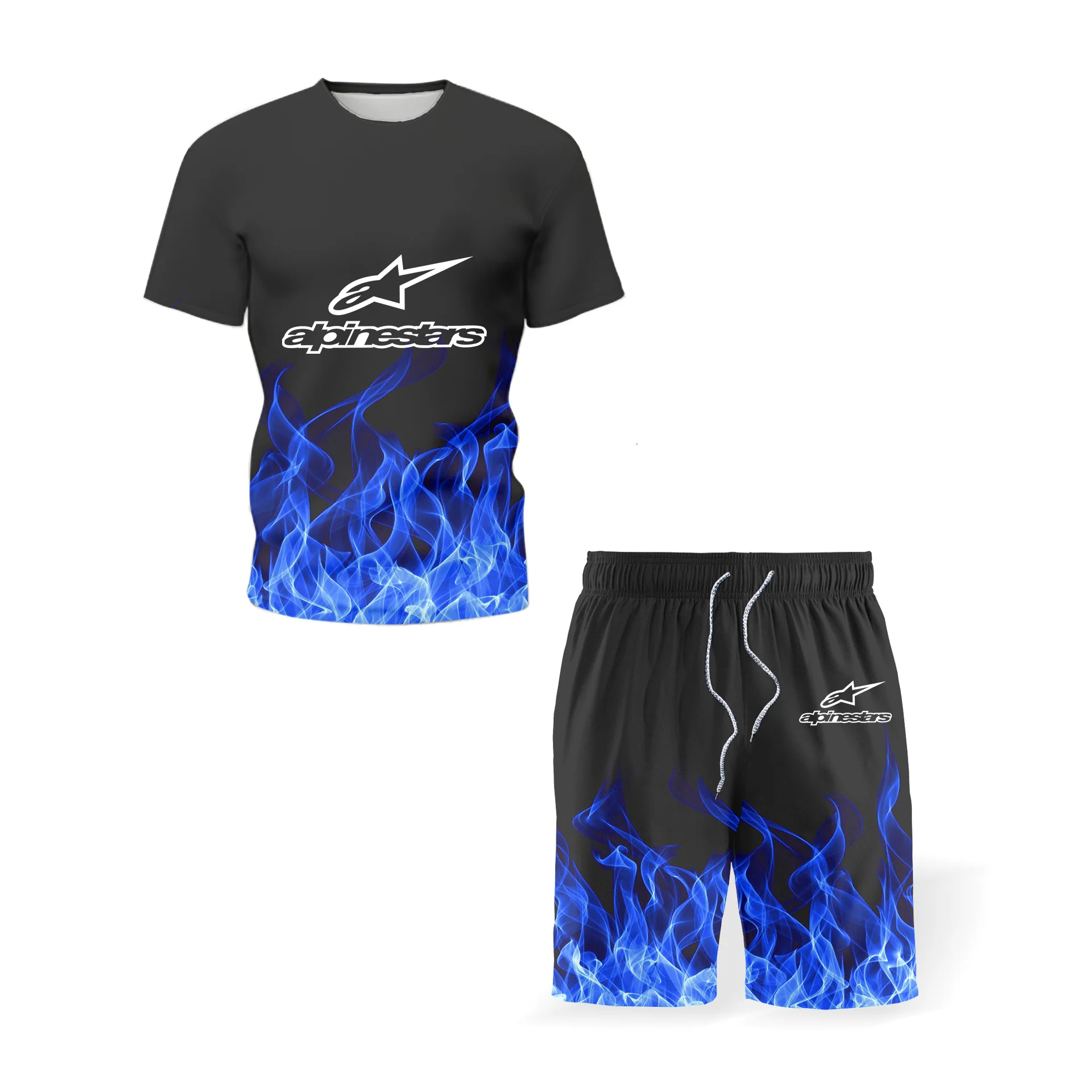 

2021 Summer Alpinestars Sports Short Sleeve Suit Men's O-neck T-shirt+Loose Shorts Set Fashion T-shirt Men's Sportswear Swimwear
