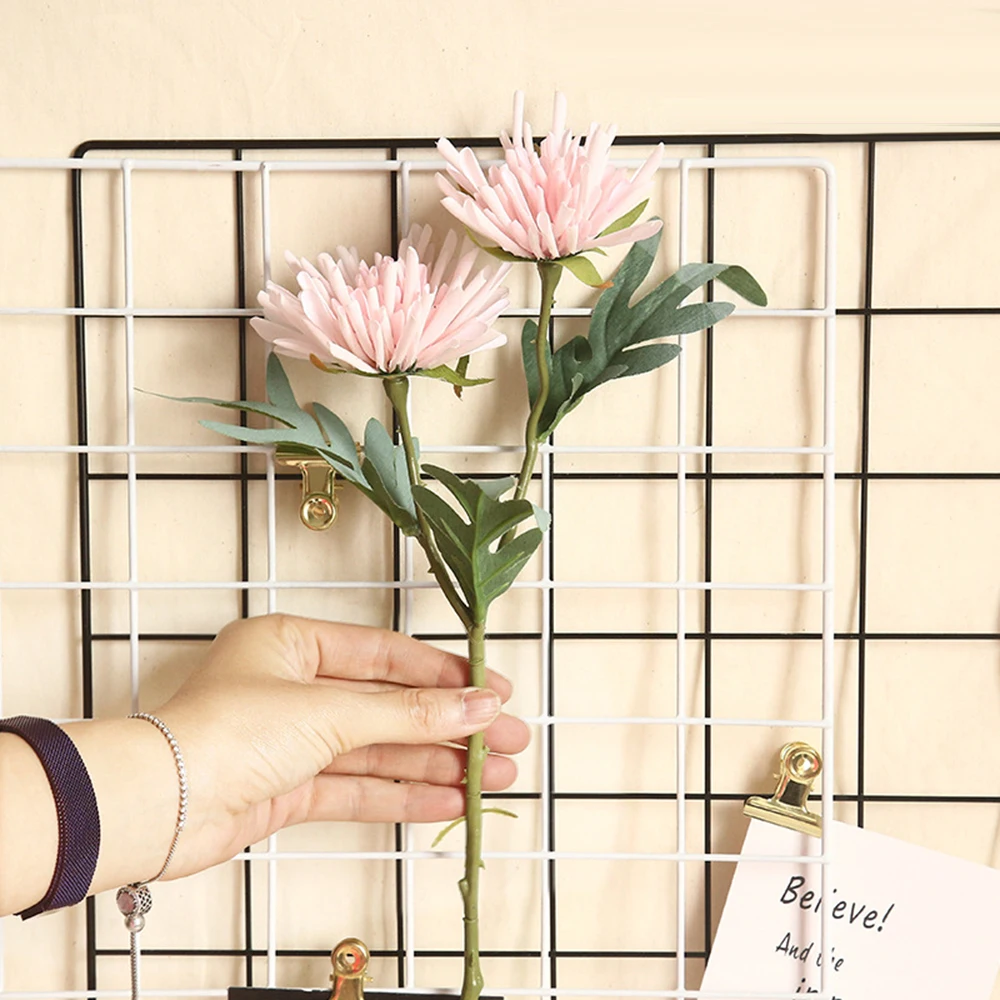 

2 Heads Tufted Chrysanthemum Short Branch Plastic Artificial Flowers Decoration Indie Room Decor Flores Artificiales