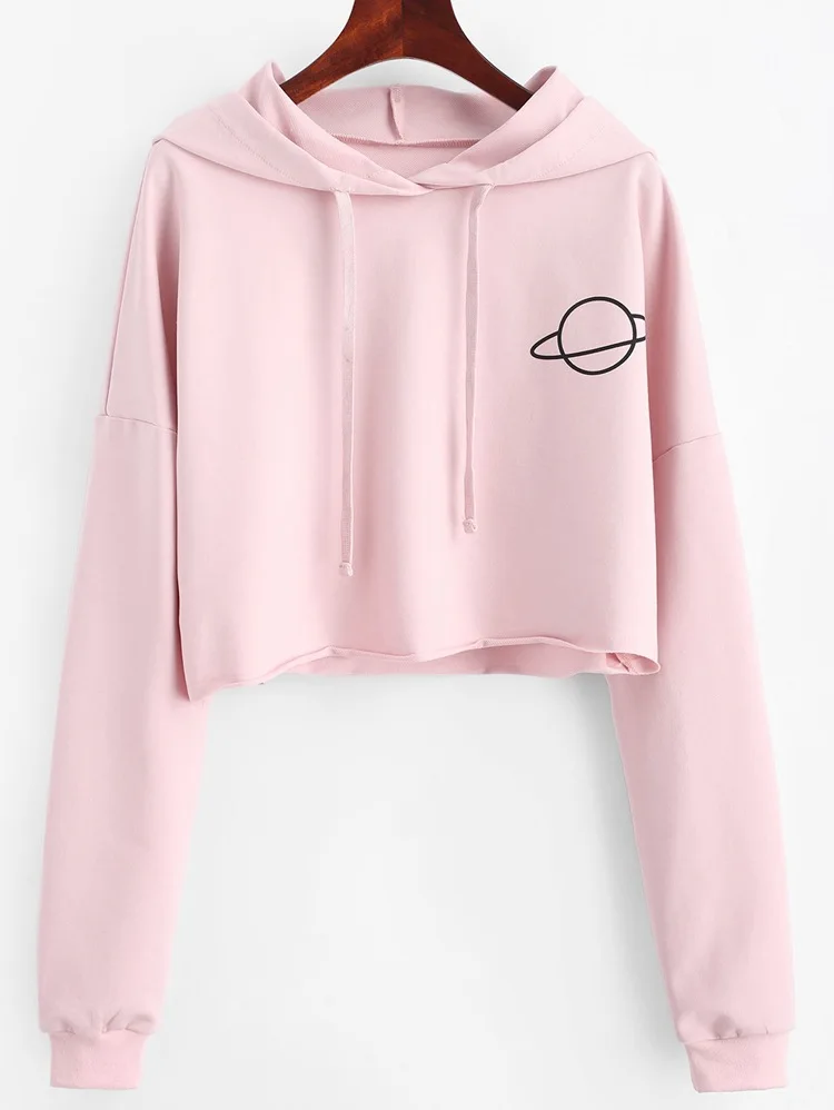 

2019 Autumn Sweatshirts Planet pattern Drawstring Pullovers Tops Women striped Sportswear winter long sleeve Female Sudaderas