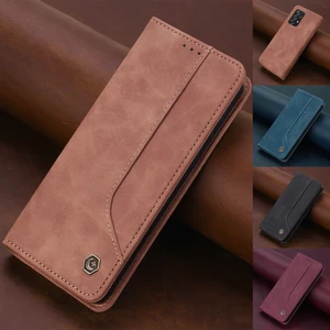flip leather magnetic phone case for samsung galaxy note 20 s20 ultra s10 plus s10e s9 flip wallet card holder kickstand cover free global shipping