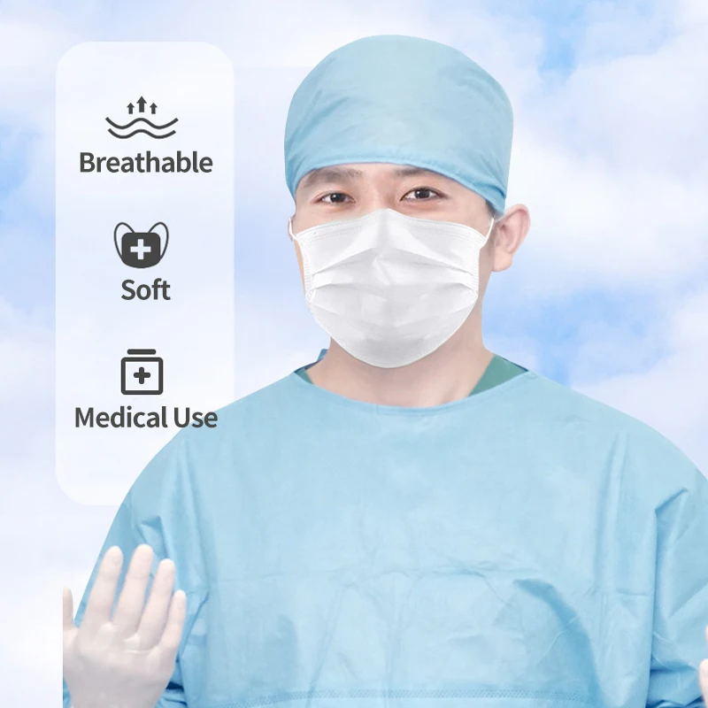 

40 PCS Qiji Disposable Medical Surgical Mask Single Packed Ear-Loop 3 Layer White Face Mask Fast Delivery CE Mask