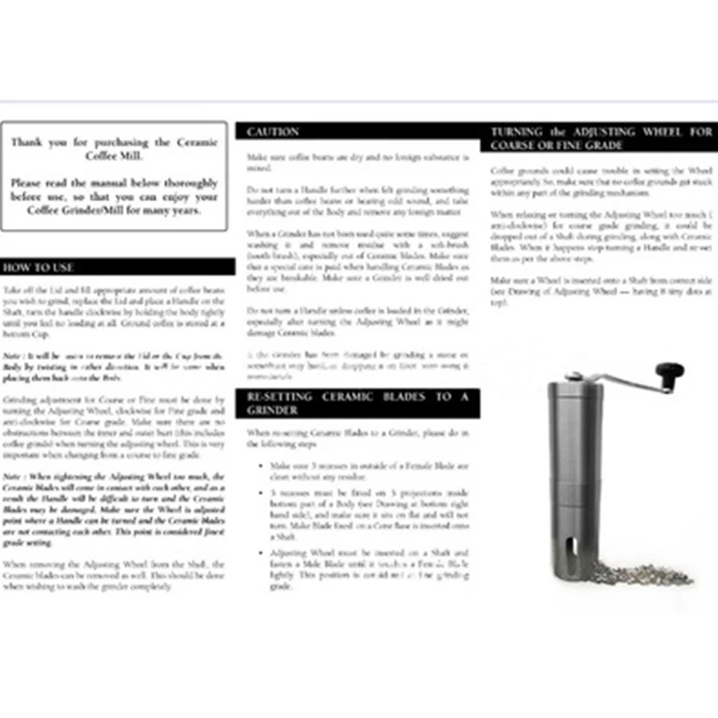 

Portable Hand Crank Coffee Machine Grinder Stainless Steel Manual Pepper Grinder