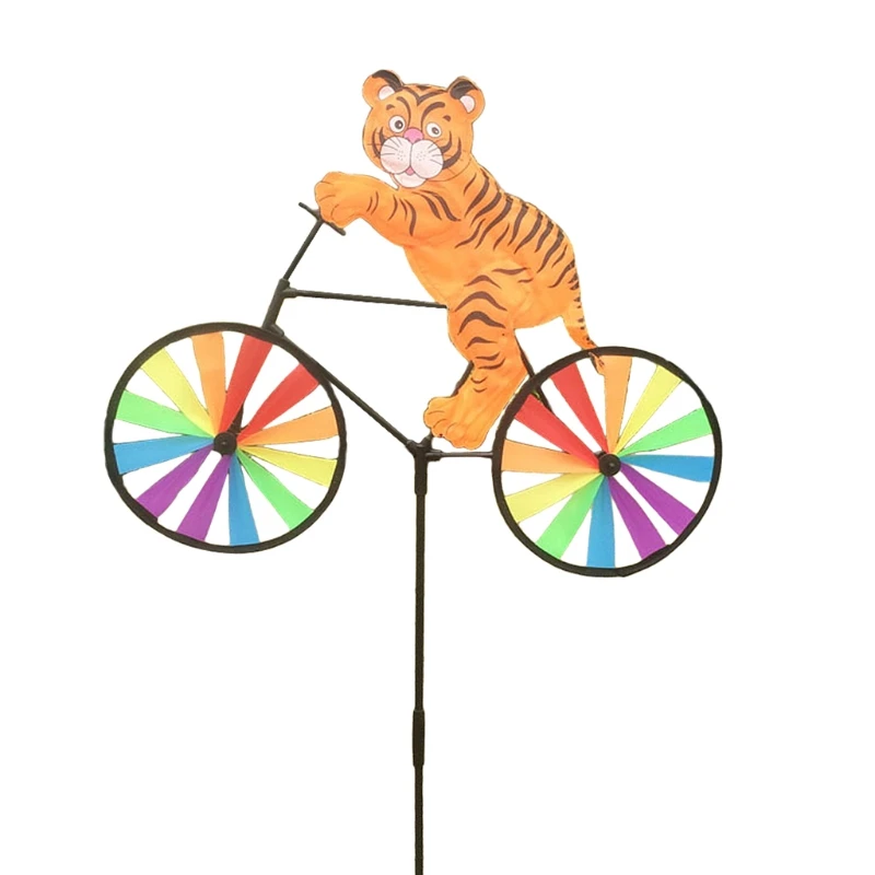 HBB Cute Tiger Riding Bike Wind Spinner Windmill Whirligig Garden Lawn Yard Decor |