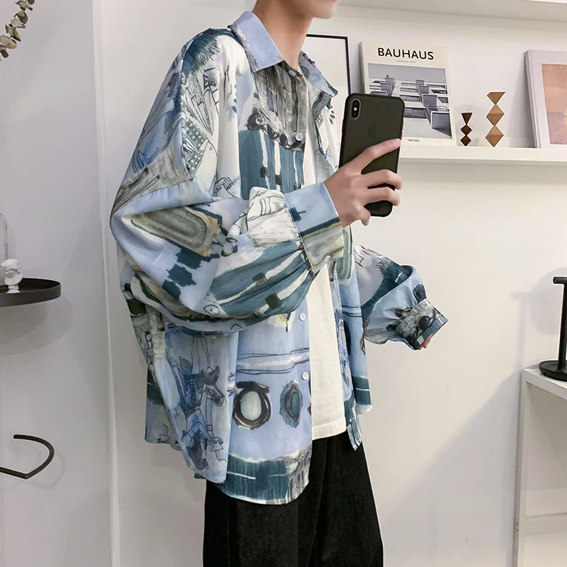 Рубашка мужская с принтом Повседневная модная уличная одежда гавайская