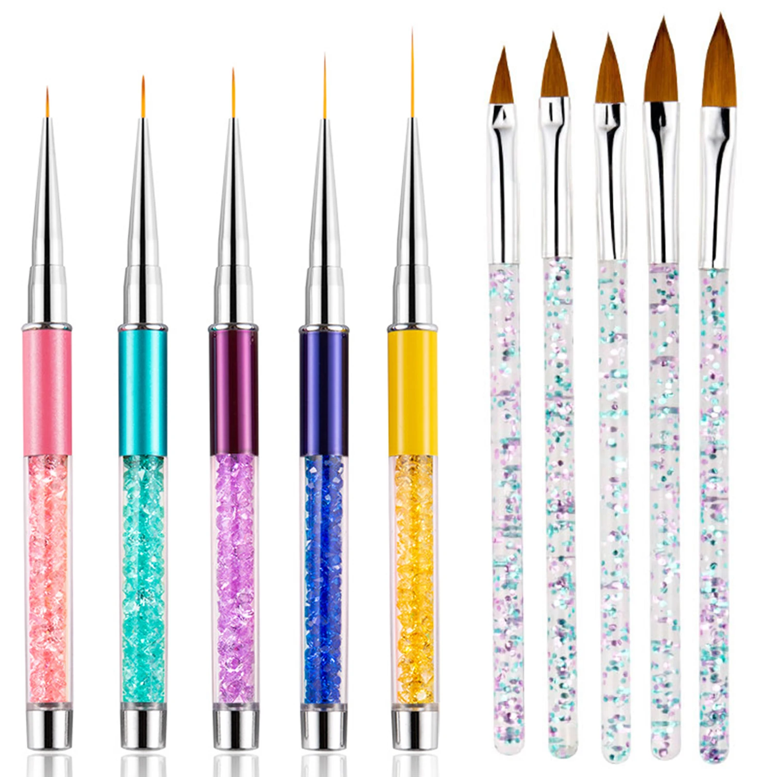 10Pcs Nail Art Dotting Pen Drawing Painting Liner Flower Brush Manicure Tools
