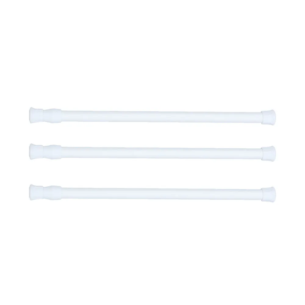 

3pcs Extendable Cupboard Bars Tensions Rod Spring Curtain Rod Adjustable Width 11.8-20 Inches (White)