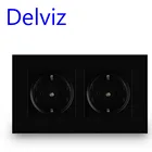 Настенная розетка стандарта ЕС Delviz, бытовой интерфейс с черной панелью, 110 В  250 В переменного тока, 146 мм * 86 мм, 16 А, встроенная двойная розетка